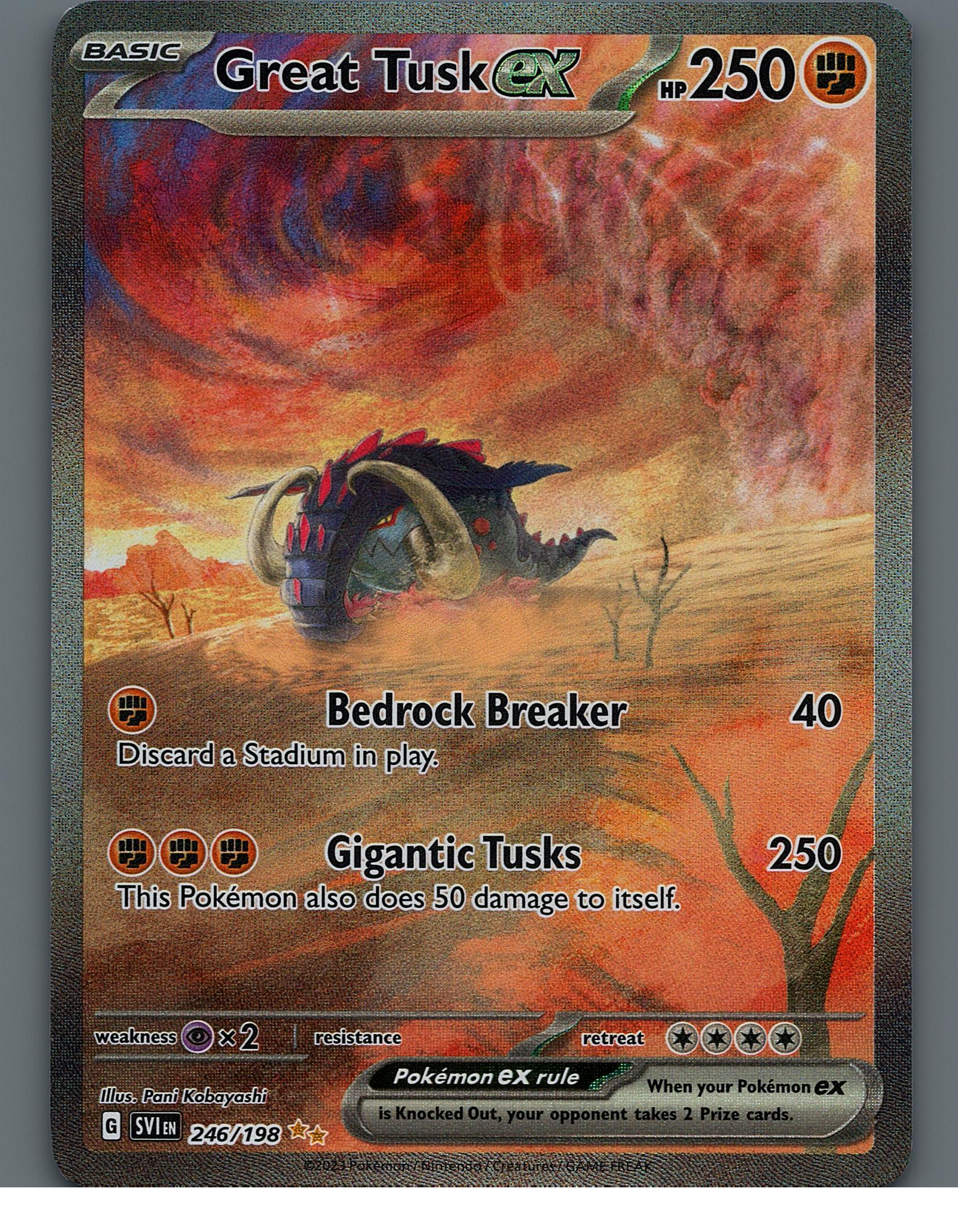 Great Tusk ex 246/198 SV01: Scarlet & Violet Base SetNM