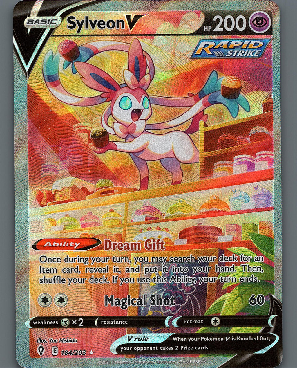 Sylveon V (Alternate Full Art) 184/203 SWSH07: Evolving SkiesNM