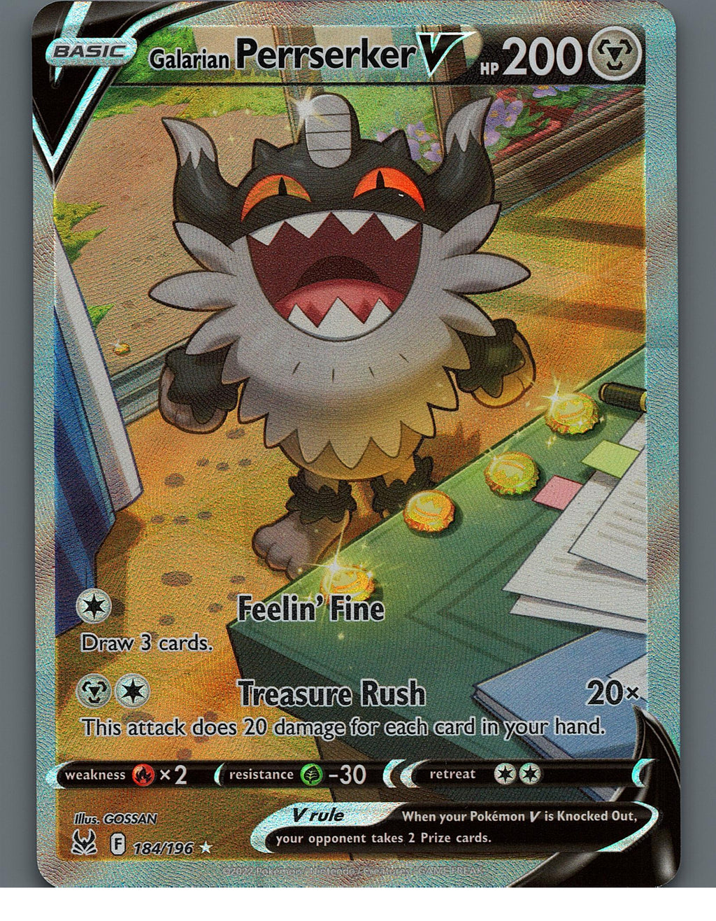 Galarian Perrserker V (Alternate Full Art) 184/196 SWSH11: Lost OriginNM
