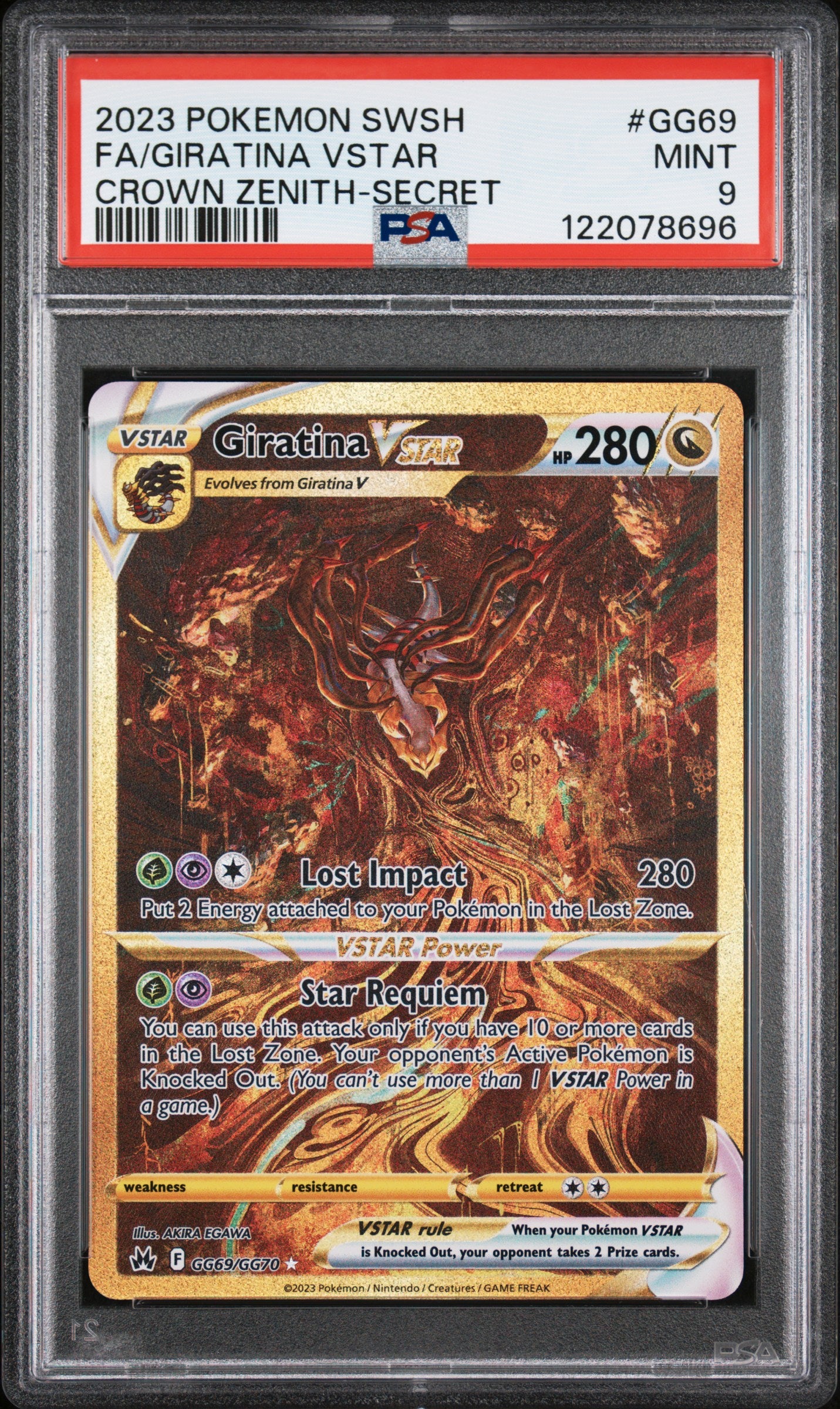 Fa/Giratina Vstar GG69 Pokemon Sword And Shield Crown ZenithNM PSA 9