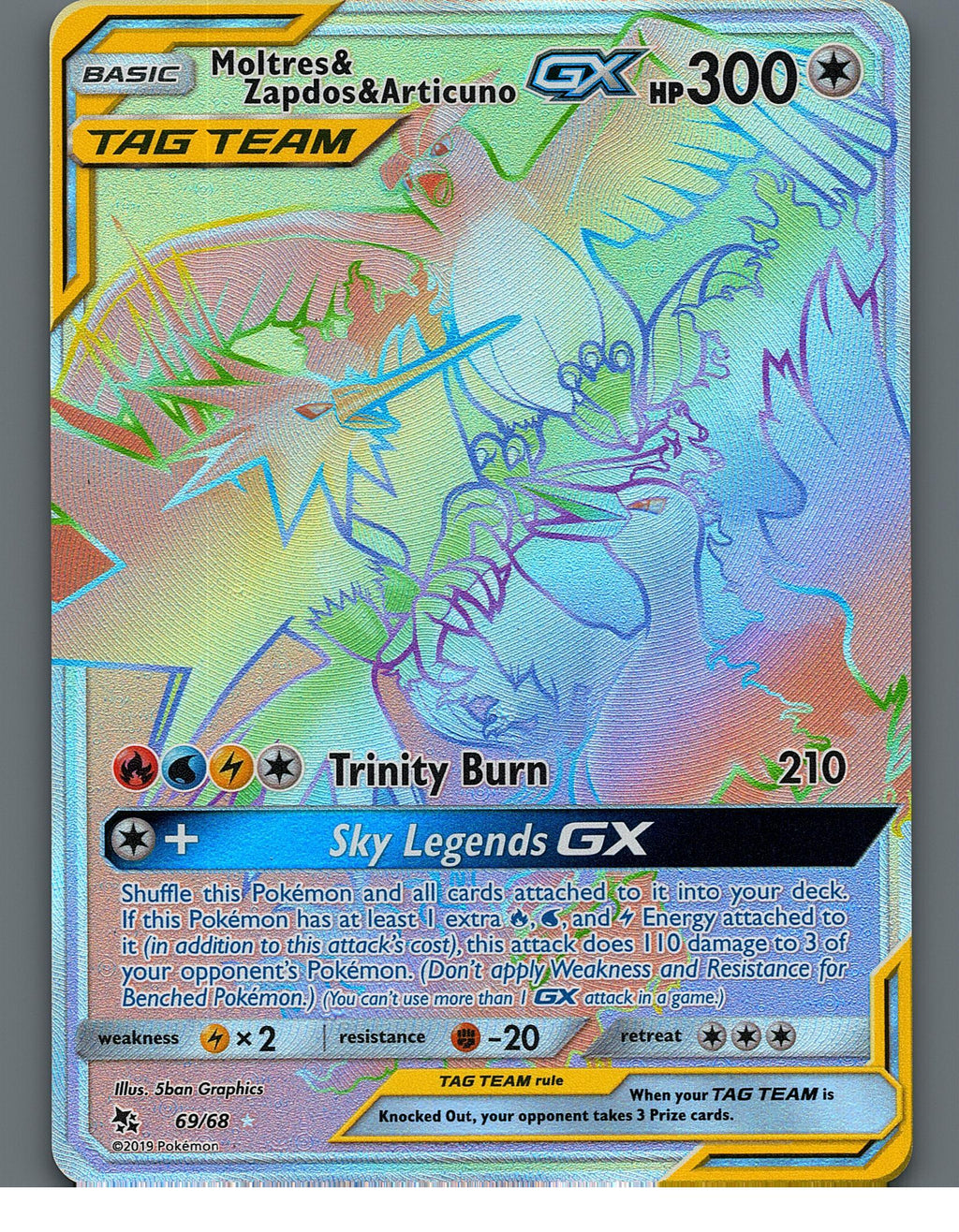 Moltres & Zapdos & Articuno GX (Secret) 69/68 Hidden Fates